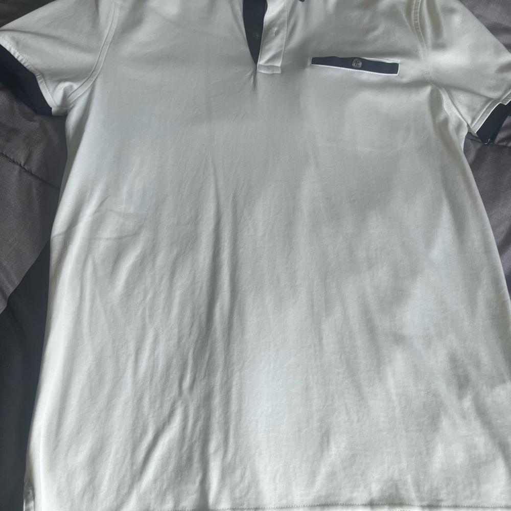 Tommy Hilfiger White and Navy Polo Shirt